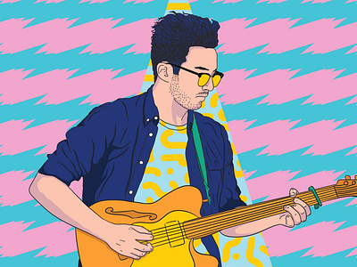 Calvin adobe illustrator ai band funk funky guitar illustrator rock rock n roll vector