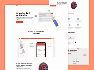 Todoist landing page redesign 3d 3d illustration blender 3d design redesign ui ui ux ui design ux design web design website design