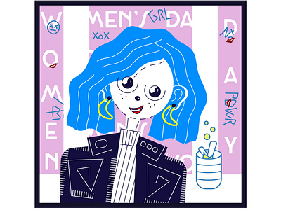 Women's Day. design details flat girl illustration minimalistic vector womensday