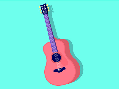 Acoustic Guitar blue design flat guitar guitars illustration minimal music pink vector