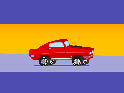 Mustang design flat mustang purple red vector wheel
