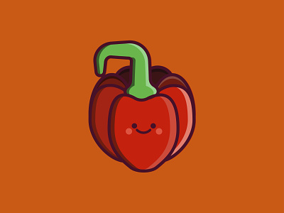 Pimy drawing face flat food illustration minimal orange peppers red vector vegetables vegetarian