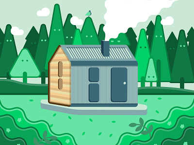 Cabin Forest cabin design flat forest green greenhouse house illustration instagram pine vector vector illustration vectorart