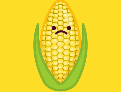 Sad corn colors corn cute flat fruit fruits illustration minimal sad face vector vector art vector illustration vectorart