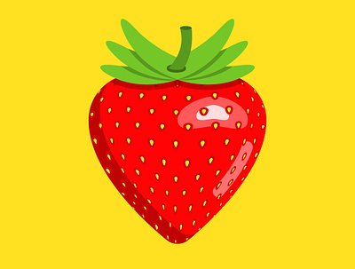 Strawberry @design @vector cute flat fruits illustration red vectorart
