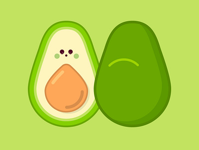 Avocado cute flat fruit fruits illustration minimal vector vector art vector illustration vectorart