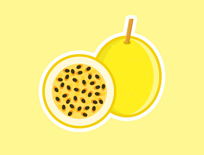 Passion fruit cute design flat fruit fruits illustration minimal vector vector illustration vectorart