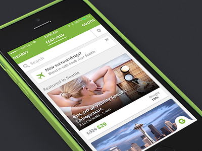 Groupon iPhone Redesign daily deals flat green groupon ios7 iphone redesign