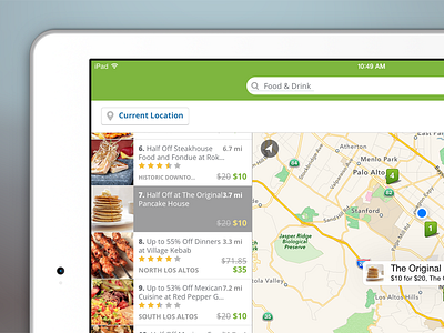 Groupon iPad Local Map deals green groupon ios7 ipad local menu
