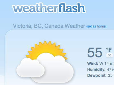 WeatherFlash blue clean cloud icons interface light logo simple sun temperature toggle ui weather web yellow