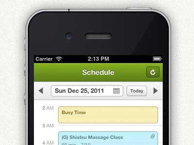 Groupon Scheduler - Mobile Web booking calendar green groupon iphone mobile mobile web schedule scheduling times