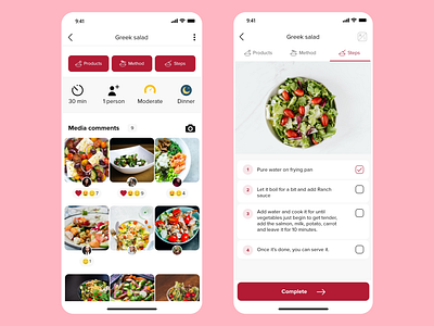 Wasfat - food and recipes app adobe xd adobexd app baking comments cooking food food delivery hybrid hybrid app media comments recipes ui uidesign ux uxdesign webdesign