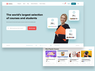 Udemy Landing Page Redesign adobe xd e learning landing page online learning udemy ui uidesign ux ux design web design