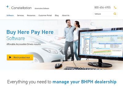 Constellation Automotive Software blue brand car design flat icon interface responsive software website white yellow