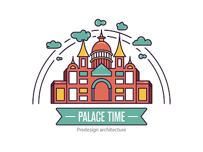 Palace Time Logo architecture line logo palace time typography