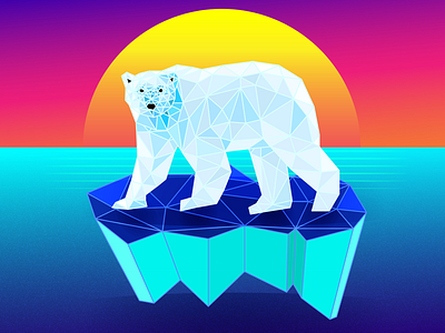 Polarbeary design gradient illustrator lowpoly polarbear retro sunset