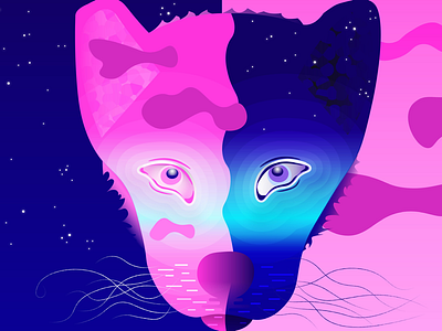 two face🎀 2019 blue cat dream dreamy fun gradient graphic design graphics opposites pink stars two face vector design wolf