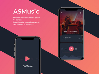 ASMusic player iOS app design figma flat follow logo typography ui ux vector