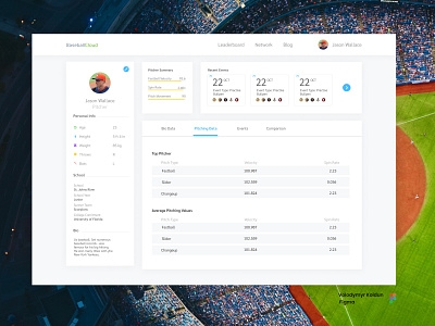 BaseballCloud dashboard 2019 admin baseball design figma sport ui ux web design webdesign