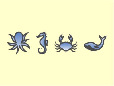 Sea Creature Icons digital icons illustration illustrator sea creatures