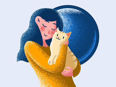 Furrever onboarding illustration cat cat illustration cat lady cats clean design design exploration grain grain texture grains grainy illustration lady textures texturing ui ui design ui exploration ux ux design