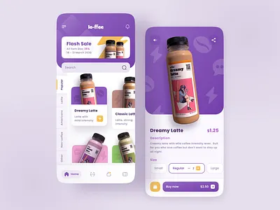 Loffee - Coffee Mobile App branding clean design coffee coffee app coffee shop design exploration lo fi lofi mobile app purple ui ui design ui exploration user experience user interface user interface design ux ux design yellow