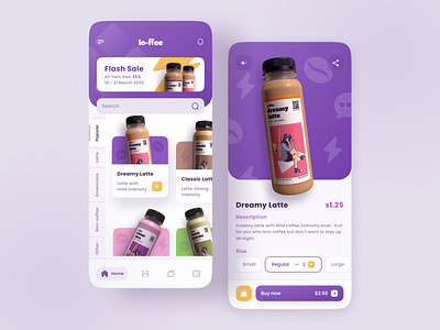 Loffee - Coffee Mobile App branding clean design coffee coffee app coffee shop design exploration lo fi lofi mobile app purple ui ui design ui exploration user experience user interface user interface design ux ux design yellow