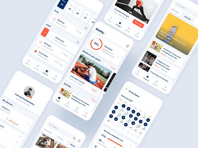 Wellify - Fitness App clean design design exploration fitness fitness app mobile app navy blue orange sport sports design ui ui design ui exploration user experience user interface design ux ux design wellness wellness app