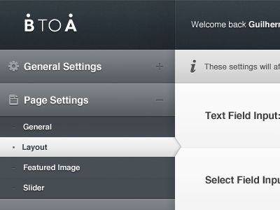 BTOA Wordpress Custom Admin Panel admin app clean dark elegant ui user interface web wordpress
