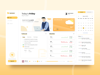 Daily Dashboard clean concept dashboard dashboard design dashboard ui minimal schedule task list ui ui design weather