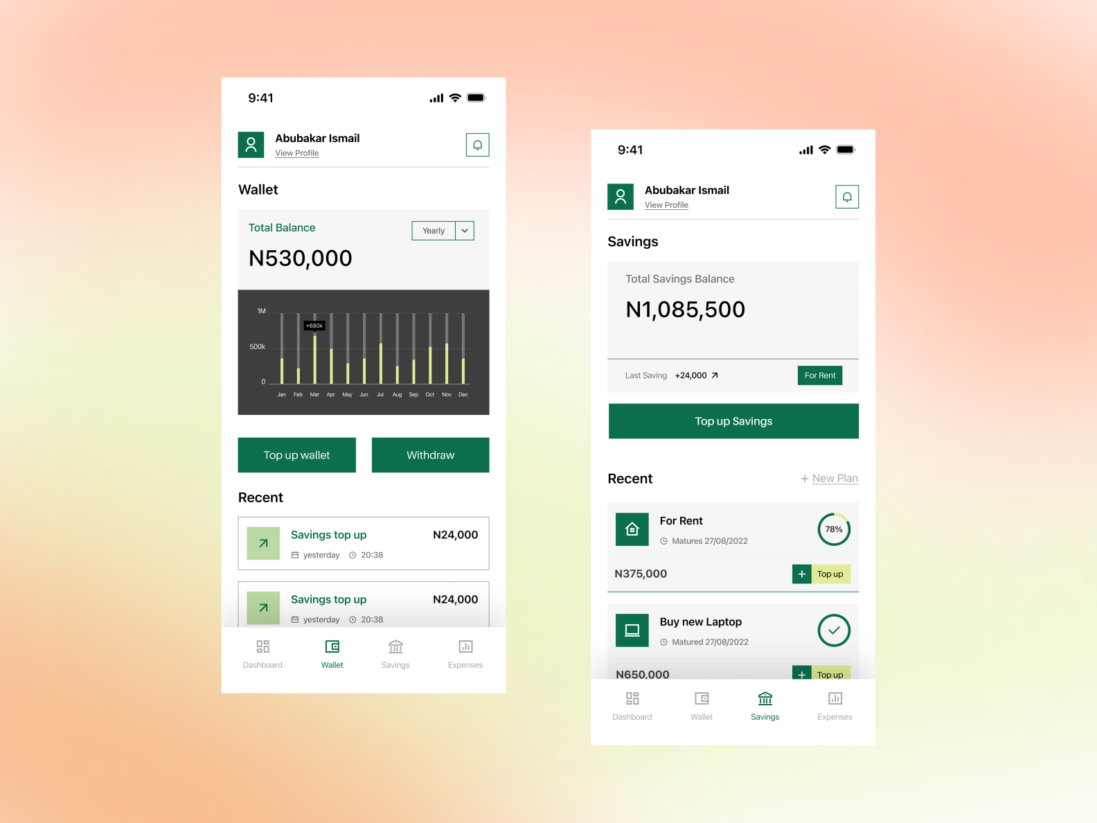 Finance App UI by Abubakar S. Ismail on Dribbble