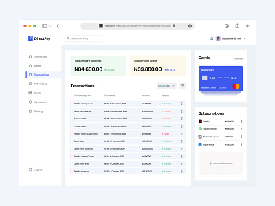 Fintech Dashboard (Transaction page)