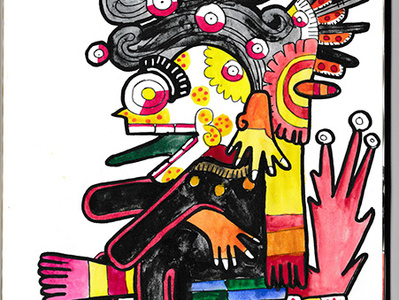 019 Mictlantecuhtli 1 Small aztec azteca character color creative design drawing illustration