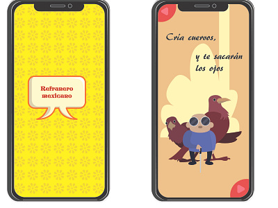 Refranero mexicano character color creative design drawing illustration interface interface design mobile app ui uiuxdesign