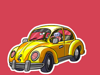 Vocho amarillo car clipart drawing illustration volkswagen