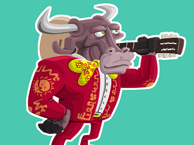 Serenato the bull animated cartoon character design mexico serenade