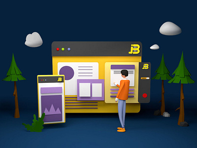 3d illustration about manage content in platform