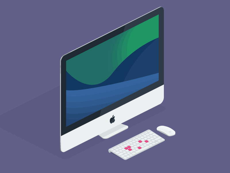 iMac isometric imac apple magic mouse invite dribbble