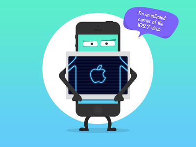 Embittered iPhone 7 apple character flat illustration ios ios 7 ios7 iphone