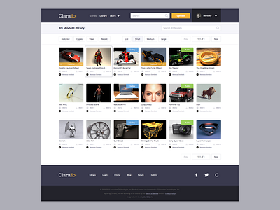 Clara.io Redesign 3d clara.io flat grid renders ui website