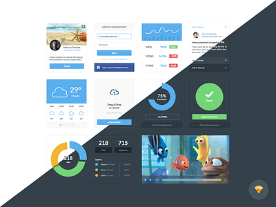Dark and Light Ui Kit drag and drop free freebie graph movie player sketch file stats tabs ui kit upload user weather