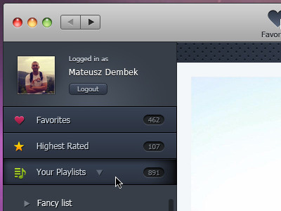 YouTube player for MacOSX ui (second version) mac music player osx player ui youtube