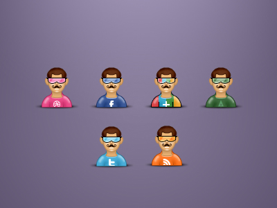 Mustached Social Avatars avatar avatars dribbble facebook forrst fun funny google mustached rss social twitter