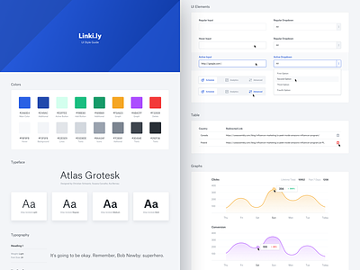 Linki.ly UI Style Guide dropdown graph guidelines inputs slider style guide typeface typo ui
