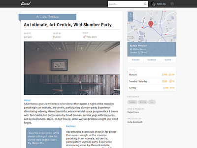 Event Page code concept css event place ui user interface web