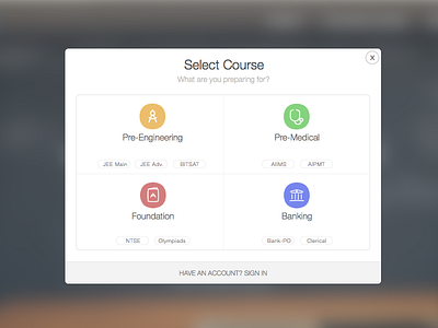 Select Course Modal education modal responsive ui ux web