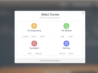 Select Course Modal