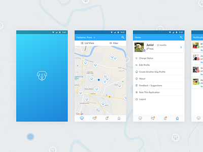 Pet Finder Application android app app design dog map mobile pet ui ux
