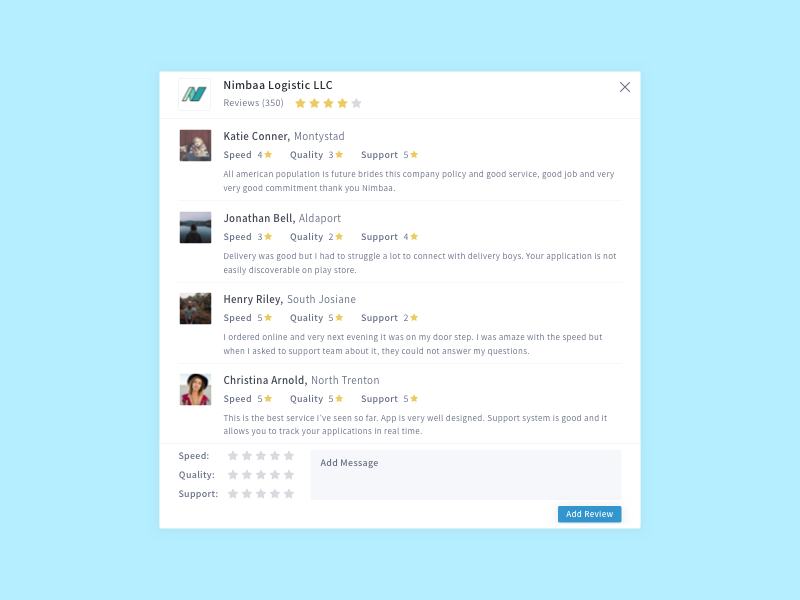 Review Modal - Freebie logistics sketch web review modal download freebie
