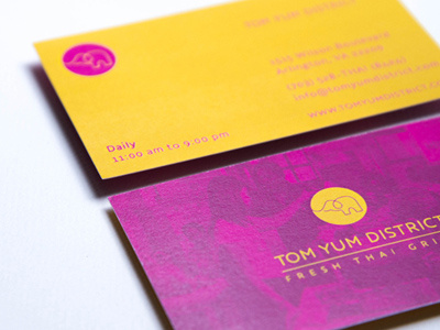 Business Card business card color fast casual gold identity logo magenta restaurant stationery thai